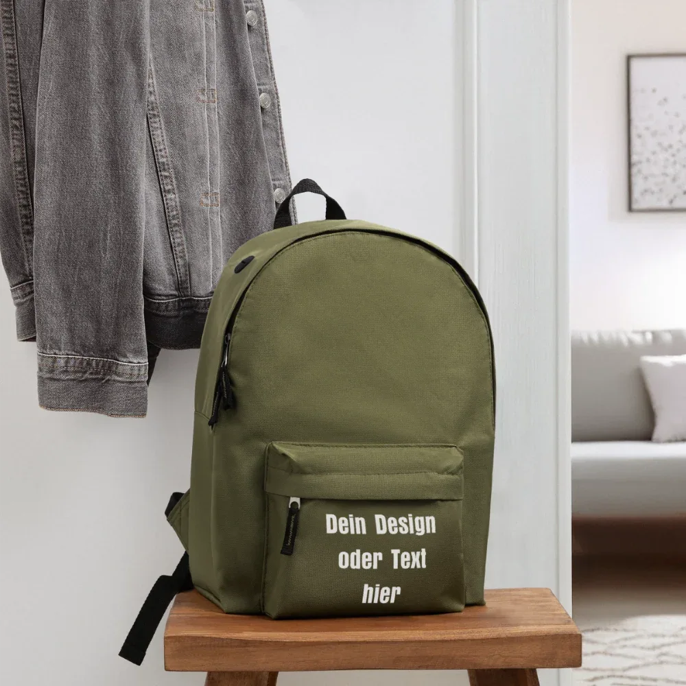 Klassischer Rucksack - personalisierbar - Olivgrün