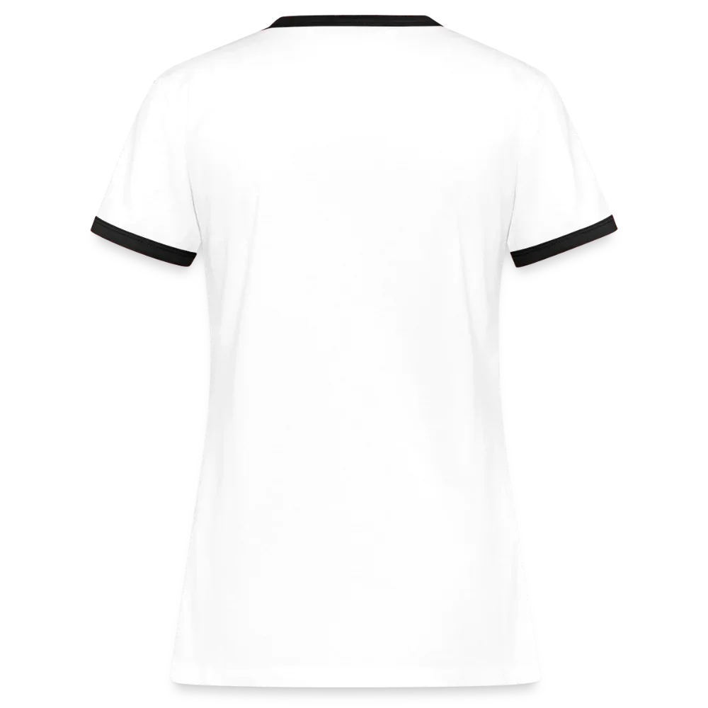 Frauen Kontrast-T-Shirt - personalisierbare Vorder- und Rückseite - Weiß/Schwarz