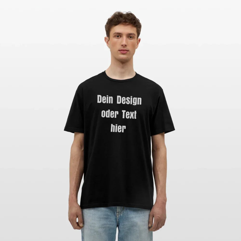 Männer T-Shirt - personalisierbare Vorder- und Rückseite - Schwarz
