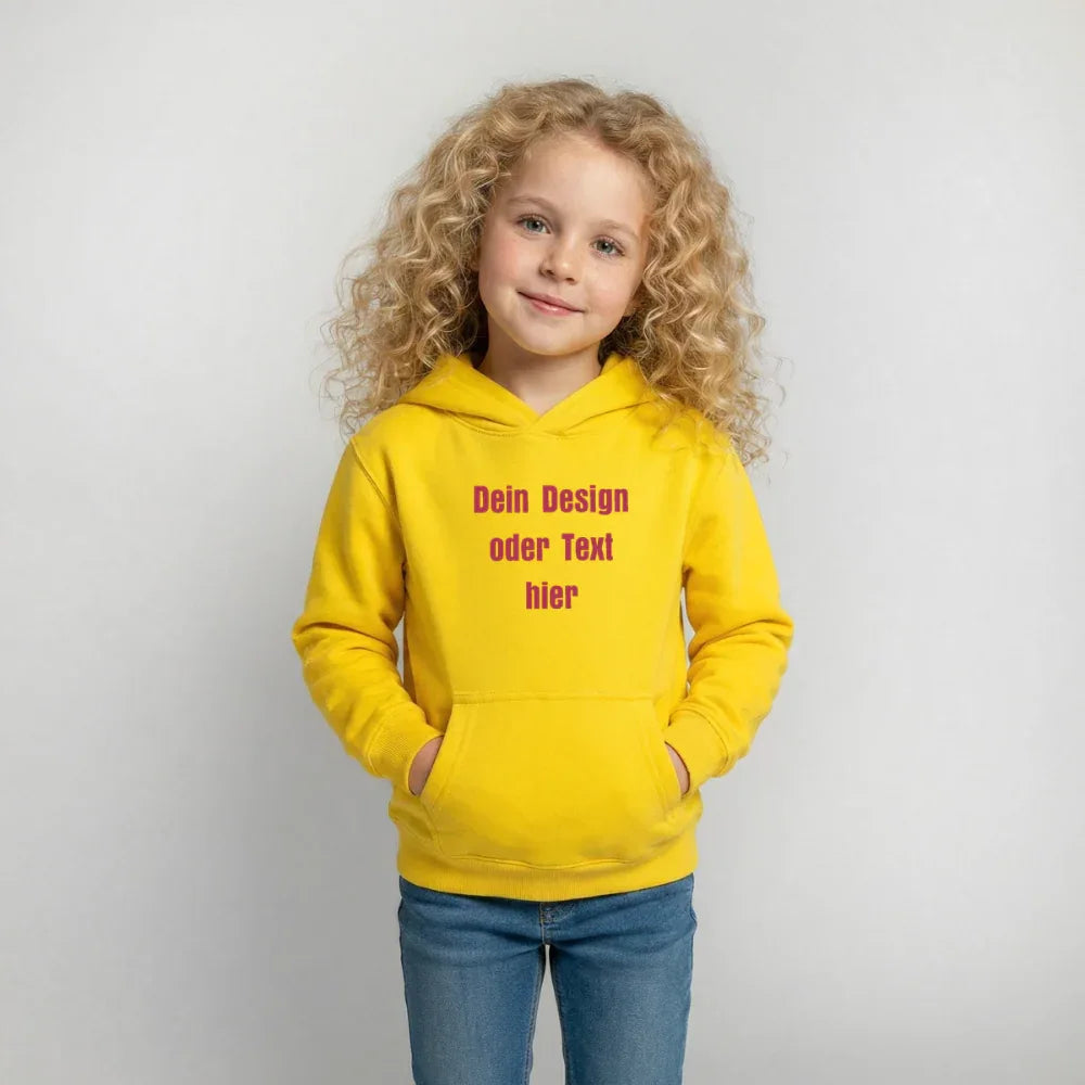 Kinder Hoodie - personalisierbare Vorder- und Rückseite - Gelb