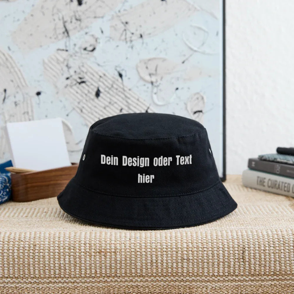 Kinder Bucket Hat - personalisierbar - Schwarz
