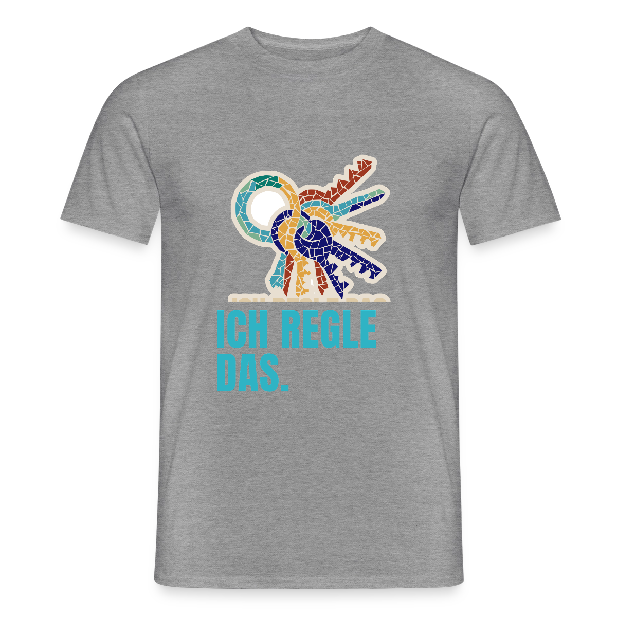 Ich regle das. Mosaik-Motiv Motiv-T-Shirt für Männer, Farbe Graphit meliert