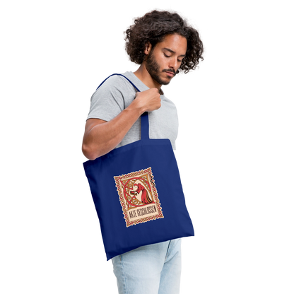 "Akte geschlossen. Buchmalerei-Motiv" Stoffbeutel, Farbe Royalblau