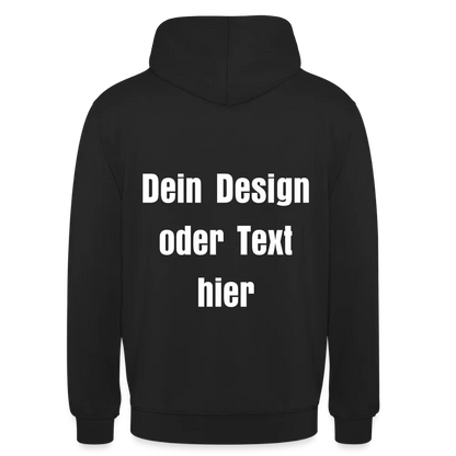 Unisex Hoodie - personalisierbare Vorder- und Rückseite - Schwarz