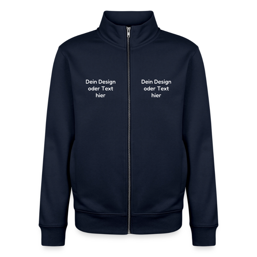 Pullover mit Zip-Kragen für Sie und Ihn (Unisex) - personalisierbare Vorder- und Rückseite - Navy