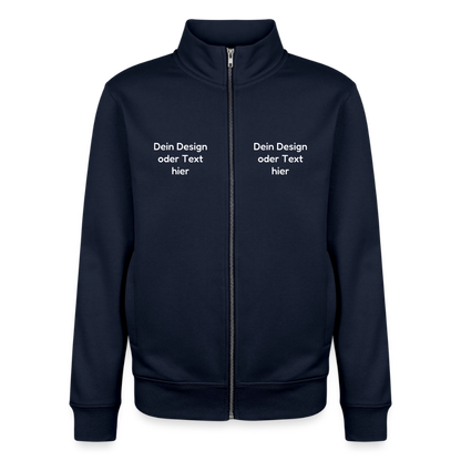 Pullover mit Zip-Kragen für Sie und Ihn (Unisex) - personalisierbare Vorder- und Rückseite - Navy