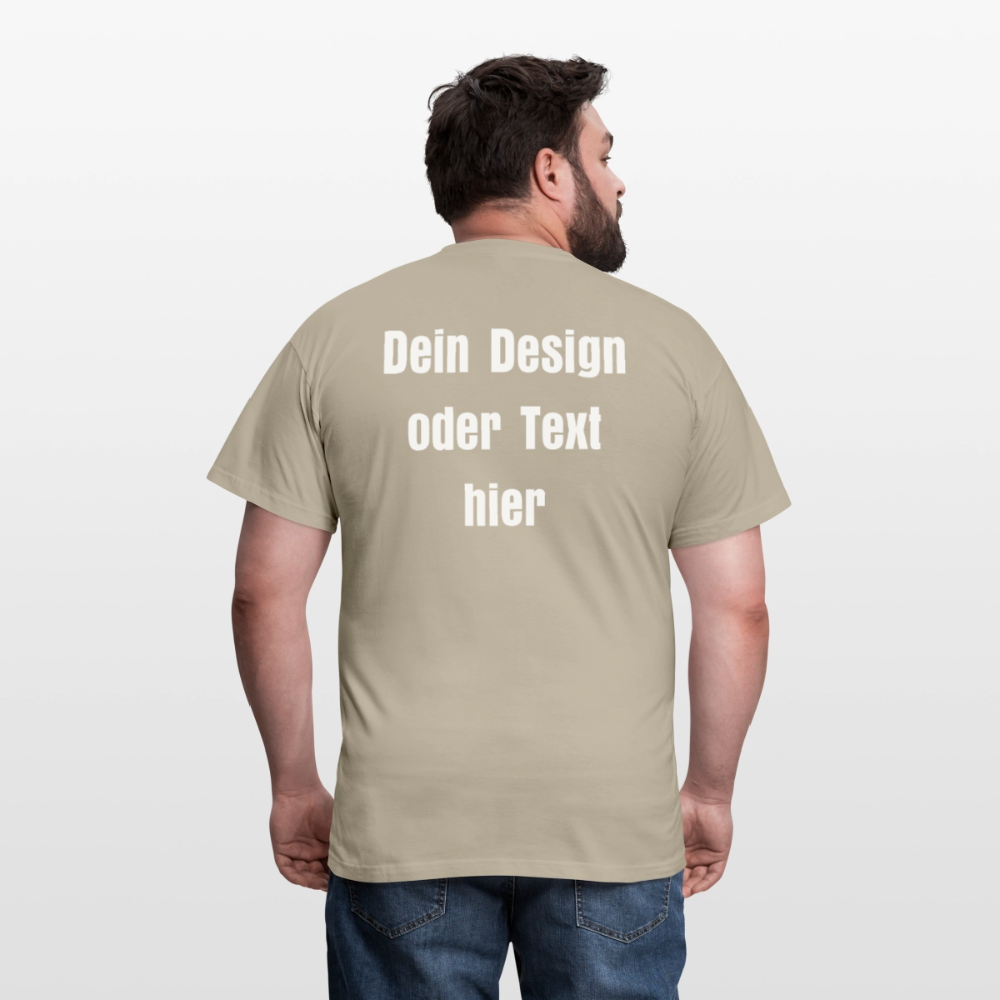 Männer T-Shirt - personalisierbare Vorder- und Rückseite - Sandbeige