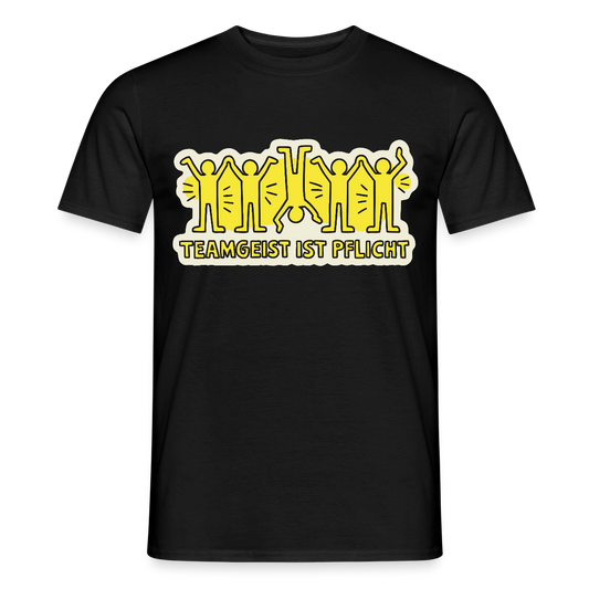 Teamgeist ist Pflicht. Pop-Art-Motiv Motiv-T-Shirt für Männer, Farbe Schwarz