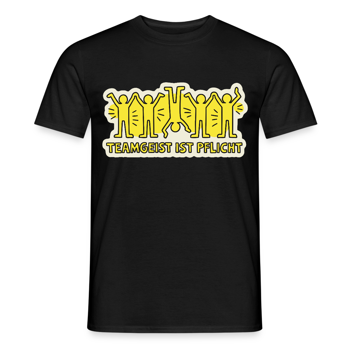 Teamgeist ist Pflicht. Pop-Art-Motiv Motiv-T-Shirt für Männer, Farbe Schwarz