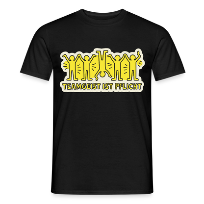 Teamgeist ist Pflicht. Pop-Art-Motiv Motiv-T-Shirt für Männer, Farbe Schwarz