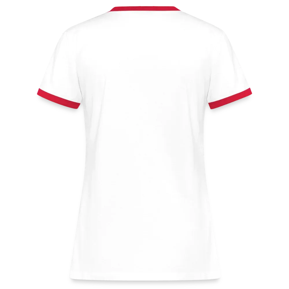 Frauen Kontrast-T-Shirt - personalisierbare Vorder- und Rückseite - Weiß/Rot