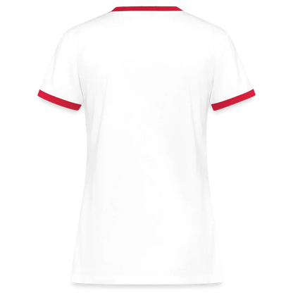 Frauen Kontrast-T-Shirt - personalisierbare Vorder- und Rückseite - Weiß/Rot