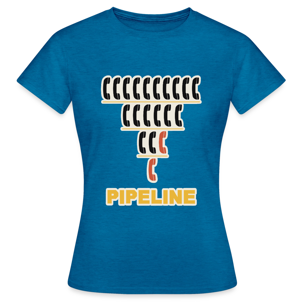 Pipeline. Isotype-Motiv Motiv-T-Shirt für Frauen, Farbe Antikblaues Saphir meliert