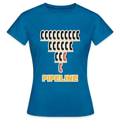 Pipeline. Isotype-Motiv Motiv-T-Shirt für Frauen, Farbe Antikblaues Saphir meliert