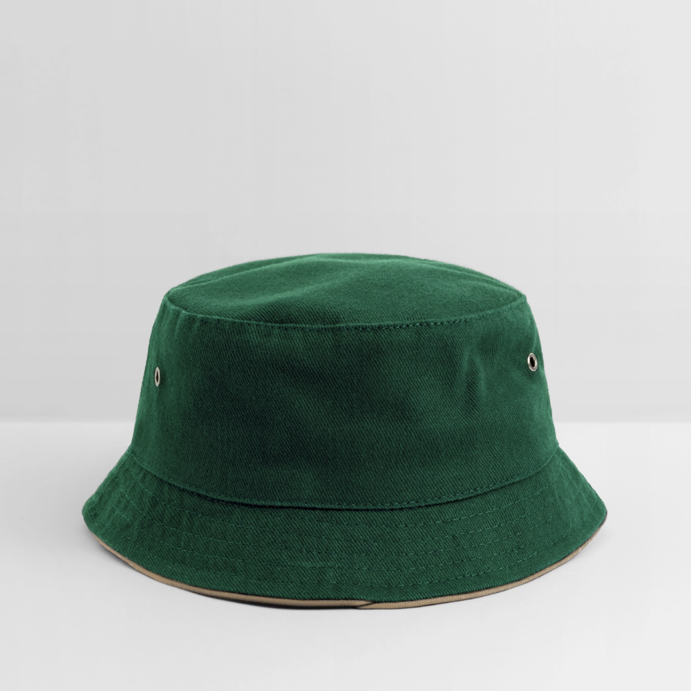 Kinder Bucket Hat - personalisierbar - Dunkelgrün/Beige