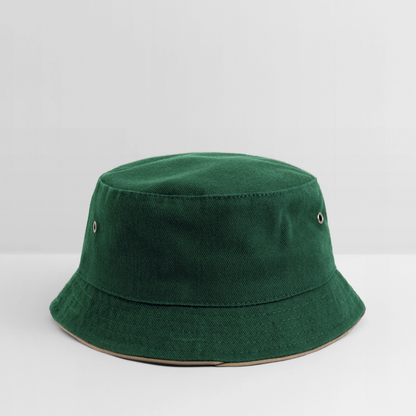 Kinder Bucket Hat - personalisierbar - Dunkelgrün/Beige