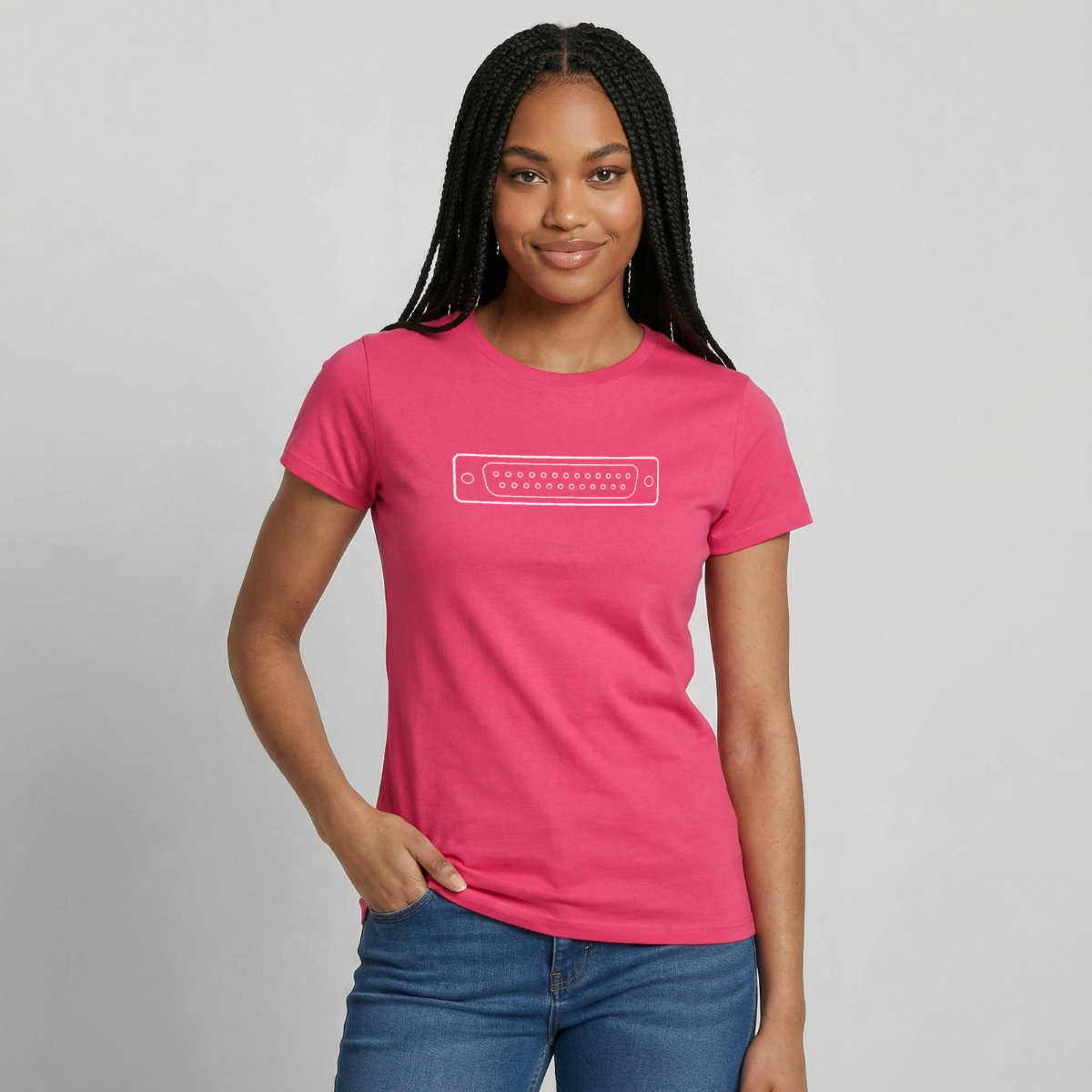 "LPT1" Motiv-T-Shirt für Frauen, Farbe Azalea