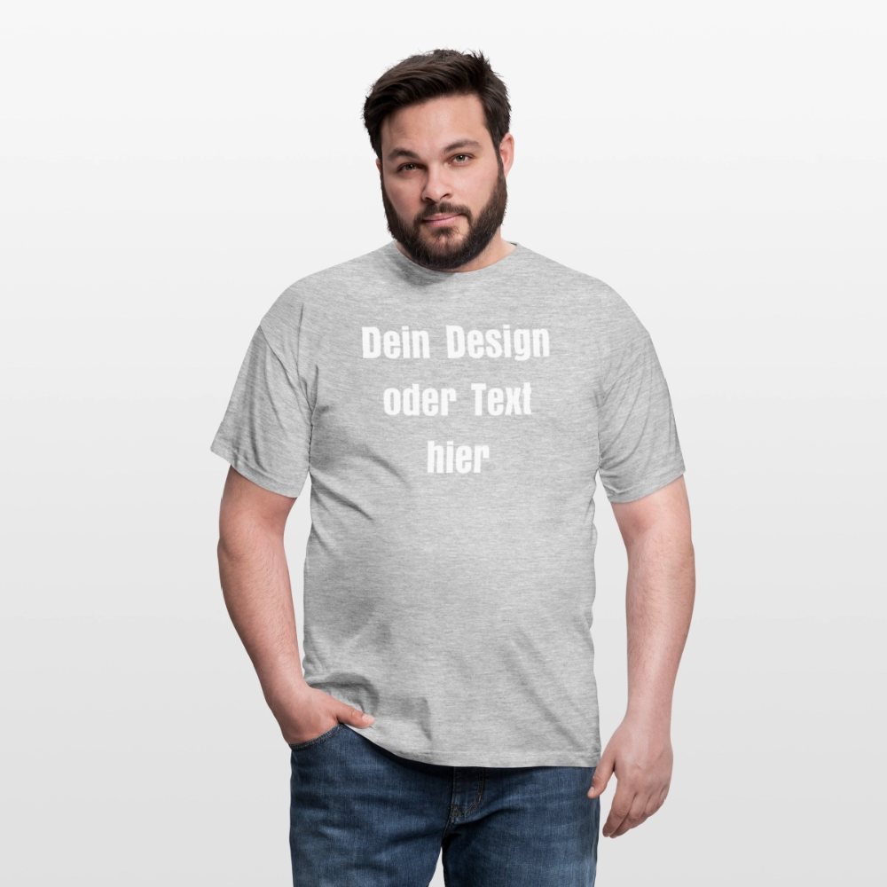 Männer T-Shirt - personalisierbare Vorder- und Rückseite - Grau meliert