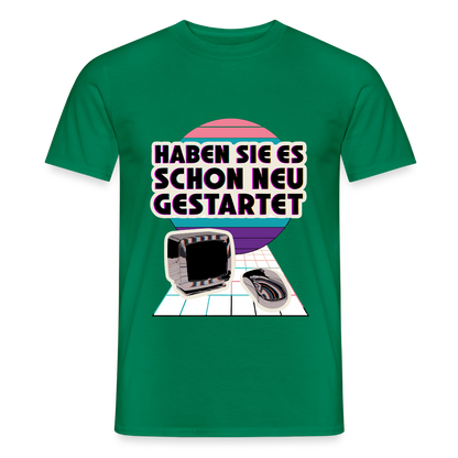 Haben Sie es schon neu gestartet? Vaporwave-Motiv Motiv-T-Shirt für Männer, Farbe Kelly Green