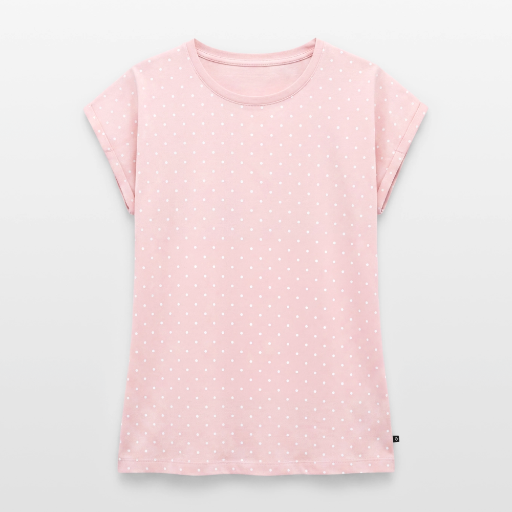 All-over-Print Frauen Premium Organic T-Shirt - Rosa/Weiße Punkte