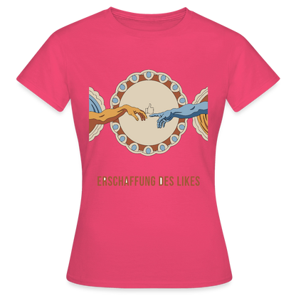 Erschaffung des Likes. Fresko-Motiv Motiv-T-Shirt für Frauen, Farbe Azalea