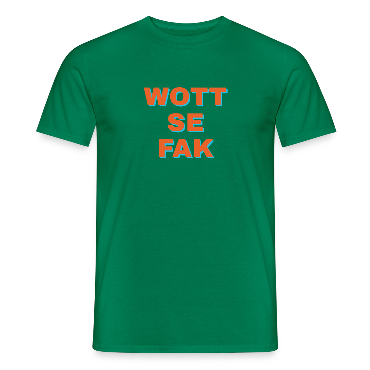 Wott se fak. Block-Motiv Motiv-T-Shirt für Männer, Farbe Kelly Green