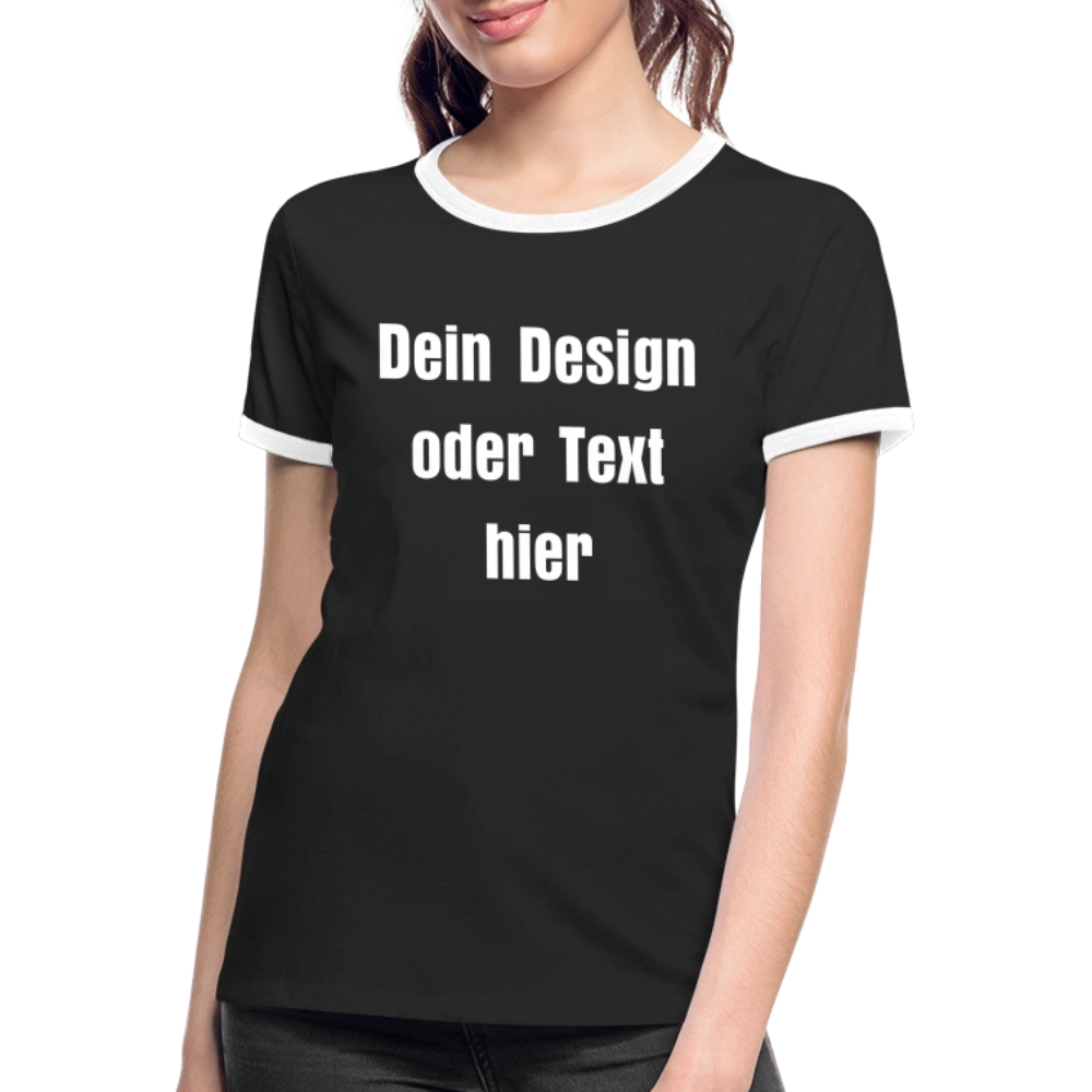 Frauen Kontrast-T-Shirt - personalisierbare Vorder- und Rückseite - Schwarz/Weiß
