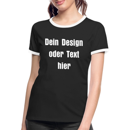 Frauen Kontrast-T-Shirt - personalisierbare Vorder- und Rückseite - Schwarz/Weiß