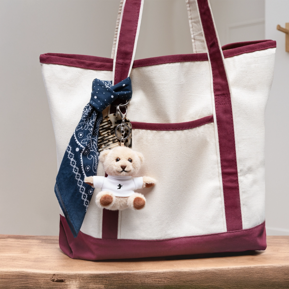 Kuscheltier Schlüsselanhänger - personalisierbar - Weiß