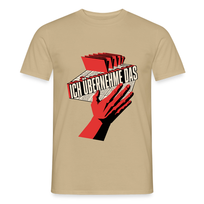 Ich übernehme das. Konstruktivismus-Motiv Motiv-T-Shirt für Männer, Farbe Sandbeige