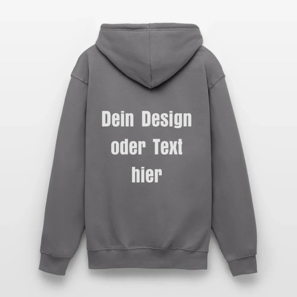 Unisex Hoodie - personalisierbare Vorder- und Rückseite - Mittelgrau