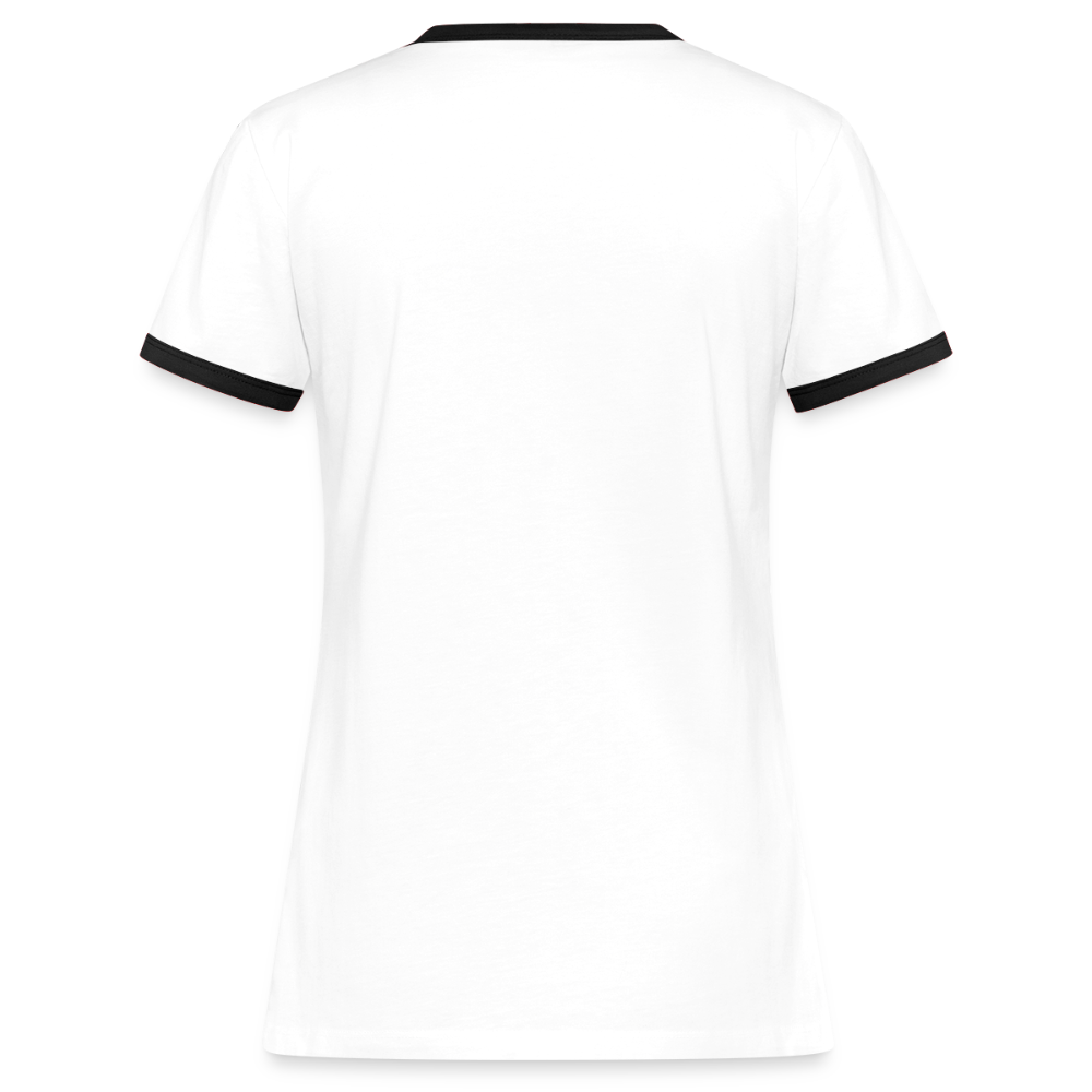 Frauen Kontrast-T-Shirt - personalisierbare Vorder- und Rückseite - Weiß/Schwarz