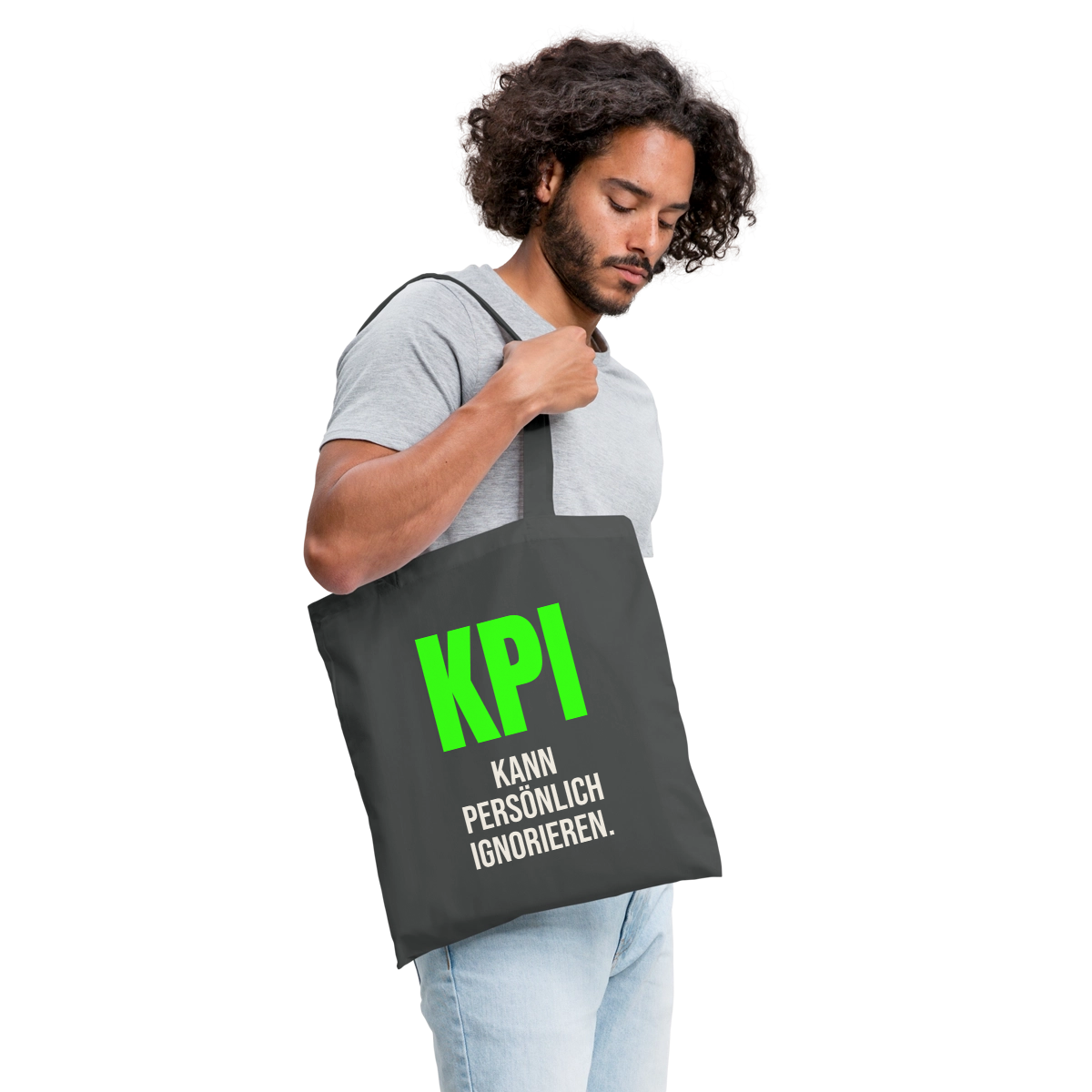 "KPI kann persönlich ignorieren." Stoffbeutel, Farbe Graphite