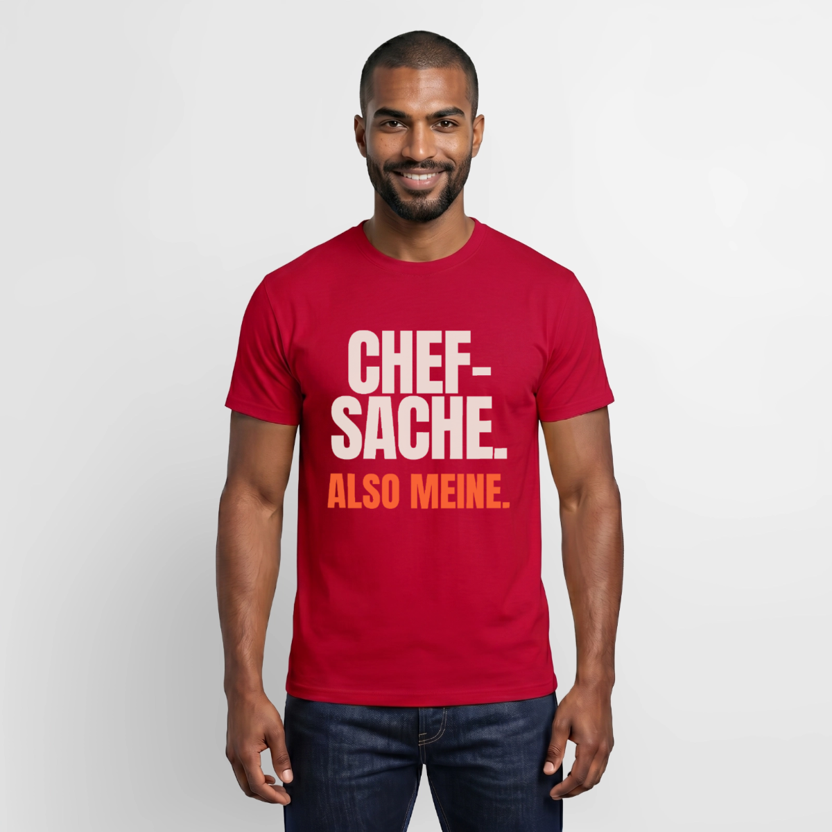 "Chefsache. Also meine." Motiv-T-Shirt für Männer, Farbe Rot