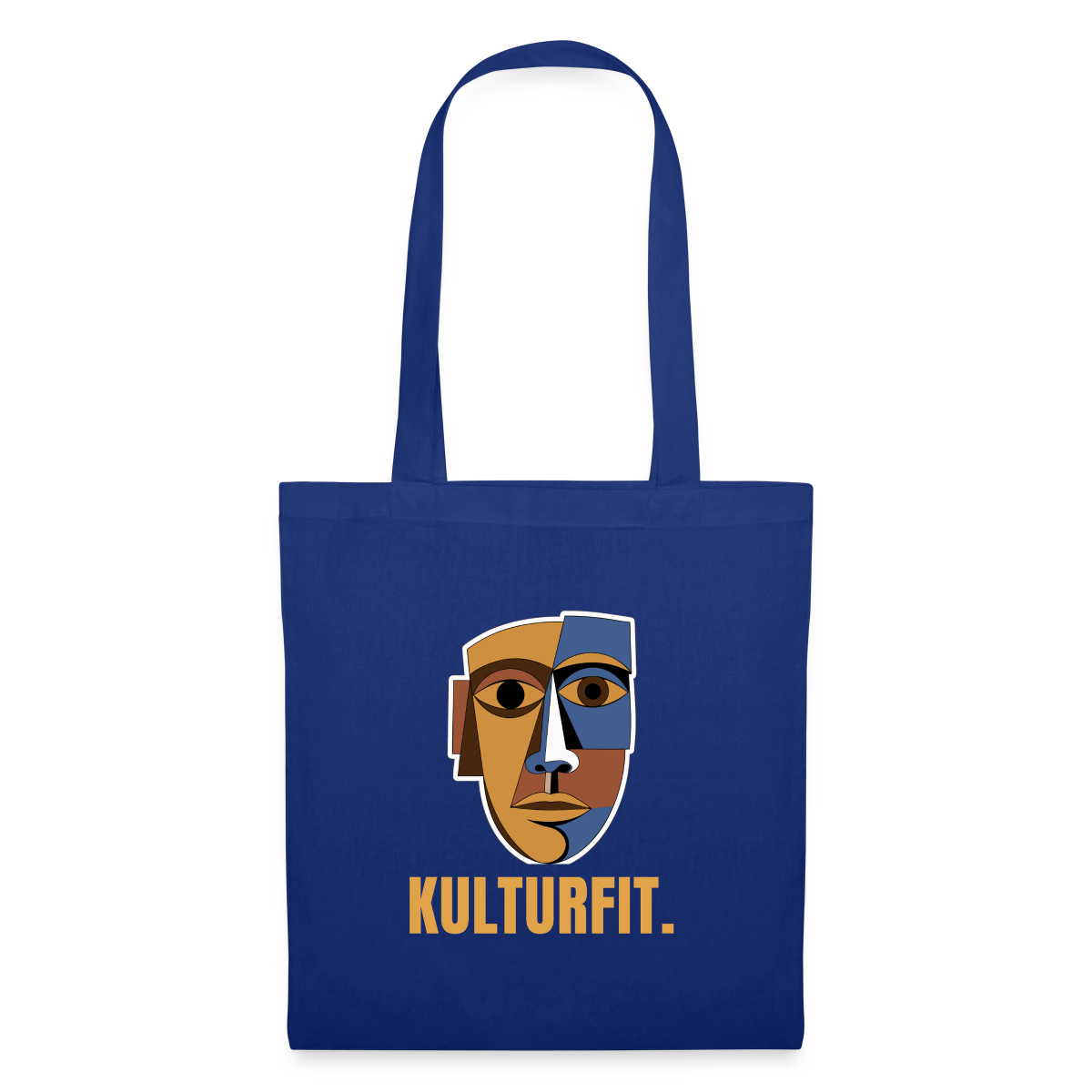 Kulturfit. Kubismus-Motiv Stoffbeutel, Farbe Royalblau