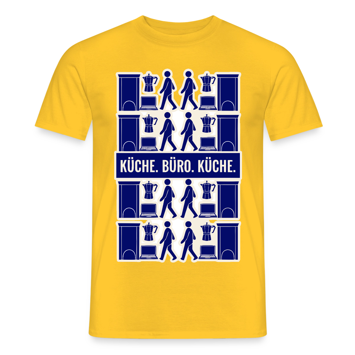Küche. Büro. Küche. Motiv-T-Shirt für Männer, Farbe Gelb