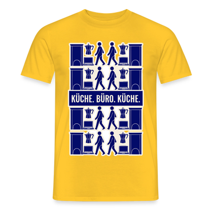Küche. Büro. Küche. Motiv-T-Shirt für Männer, Farbe Gelb