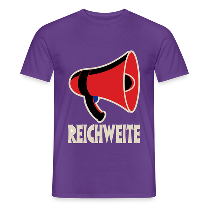 Reichweite. Sachplakat-Motiv Motiv-T-Shirt für Männer, Farbe Lila