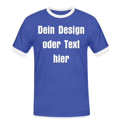 Männer Kontrast-T-Shirt - personalisierbare Vorder- und Rückseite - Blau/Weiß