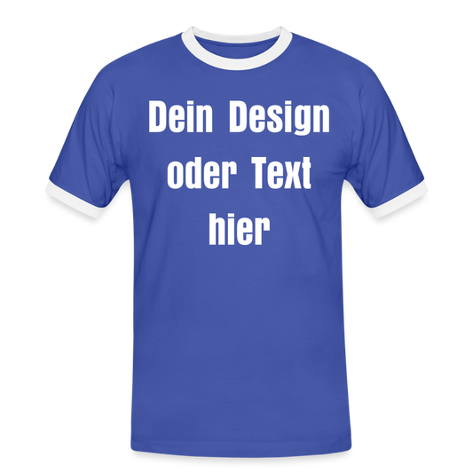 Männer Kontrast-T-Shirt - personalisierbare Vorder- und Rückseite - Blau/Weiß