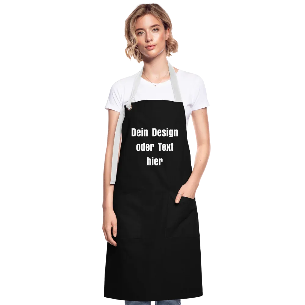 Kontrastschürze aus 100% Baumwolle, Metall - personalisierbar - Schwarz/Weiß