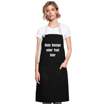 Kontrastschürze aus 100% Baumwolle, Metall - personalisierbar - Schwarz/Weiß