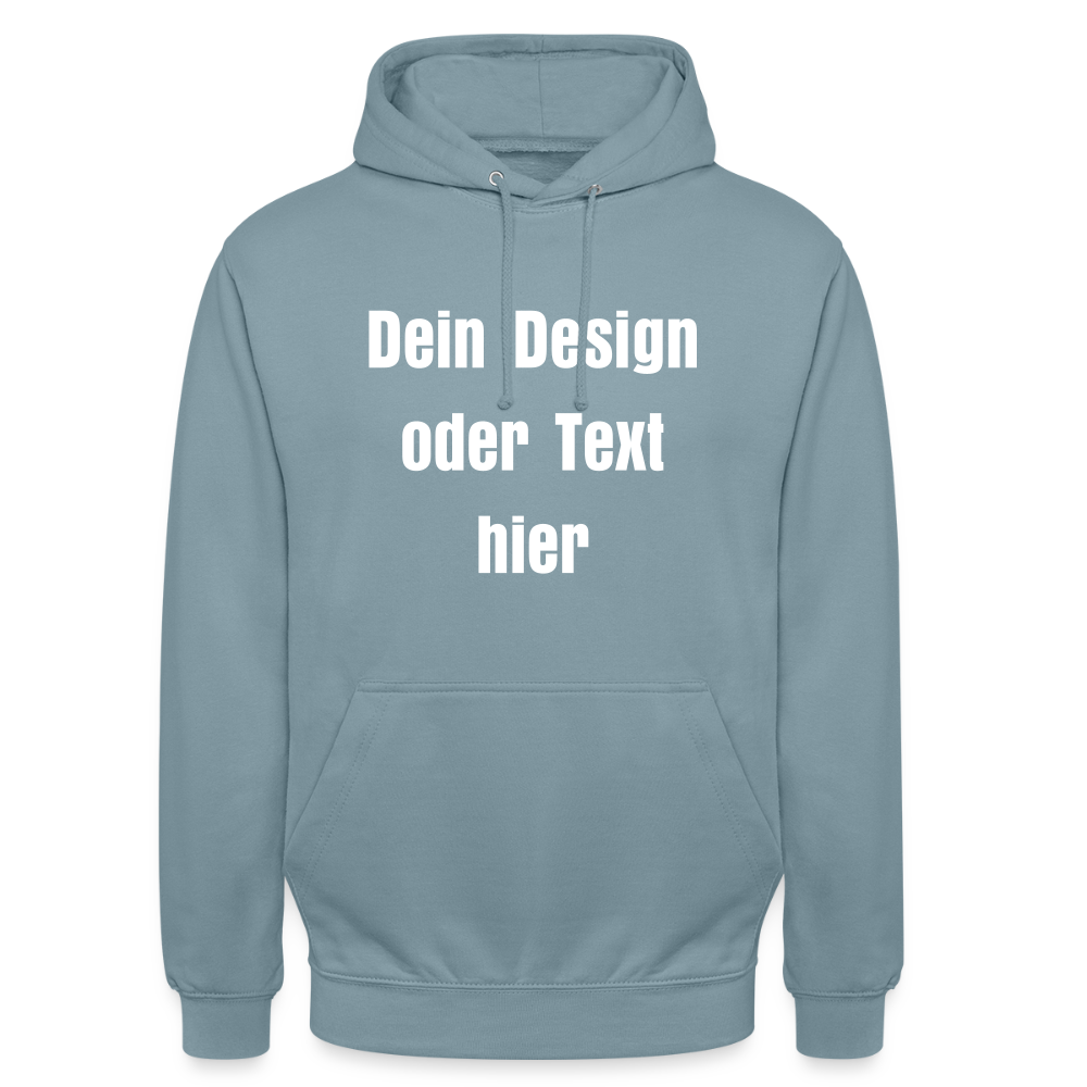 Unisex Hoodie - personalisierbare Vorder- und Rückseite - Nebelblau