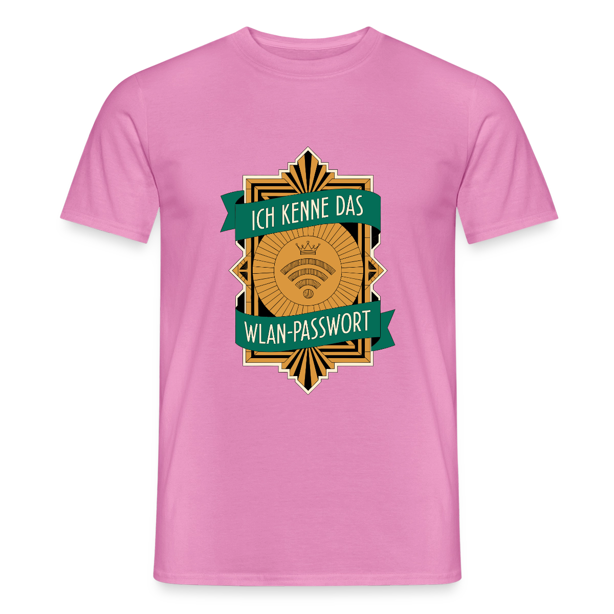 Ich kenne das WLAN-Passwort. Motiv-T-Shirt für Männer, Farbe Pink