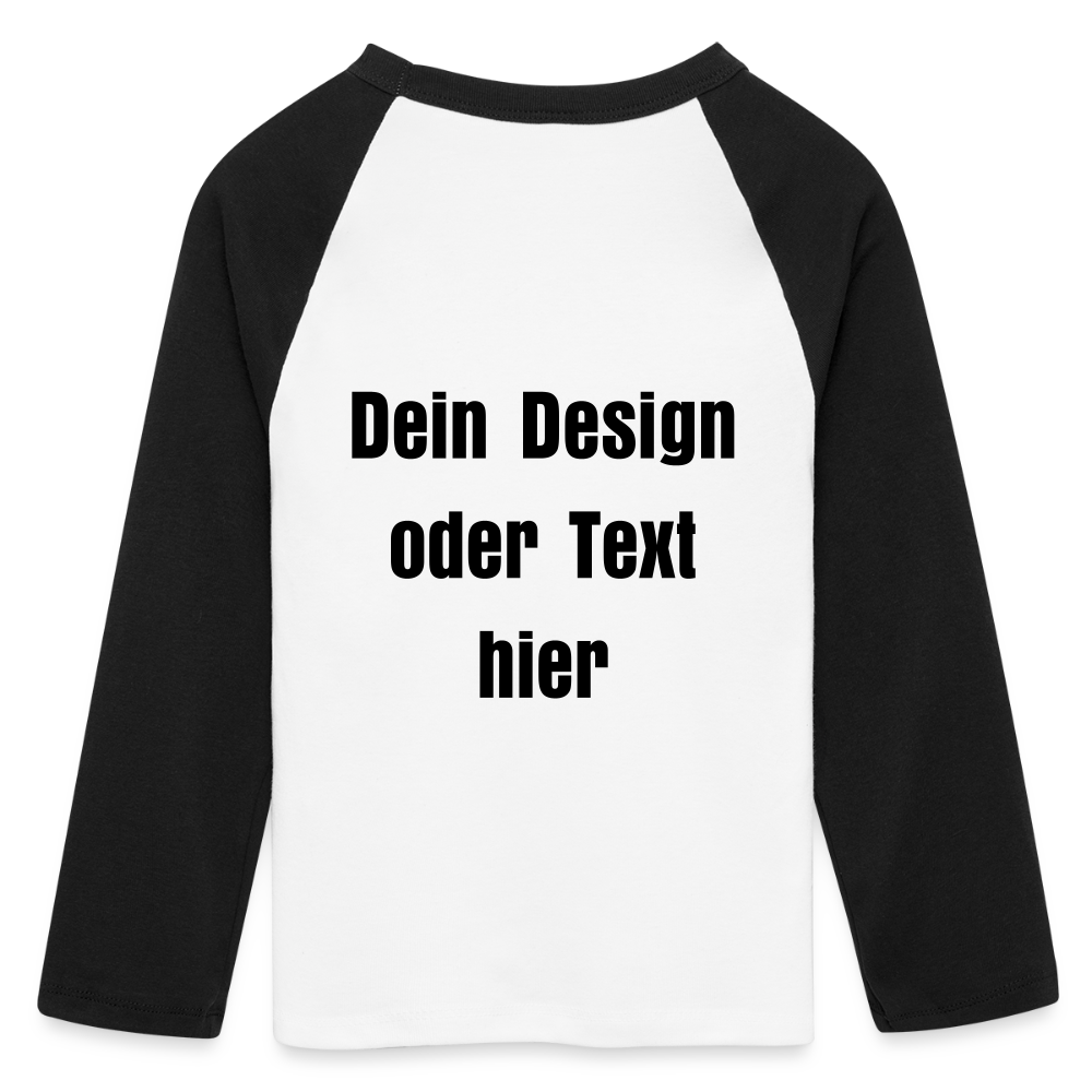 Frauen Cropped Baseball T-Shirt 3/4 Arm - personalisierbare Vorder- und Rückseite - Weiß/Schwarz