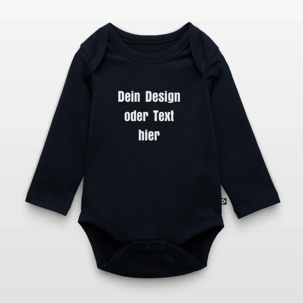 Baby Bio-Langarm-Body - personalisierbar - Navy