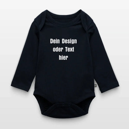 Baby Bio-Langarm-Body - personalisierbar - Navy