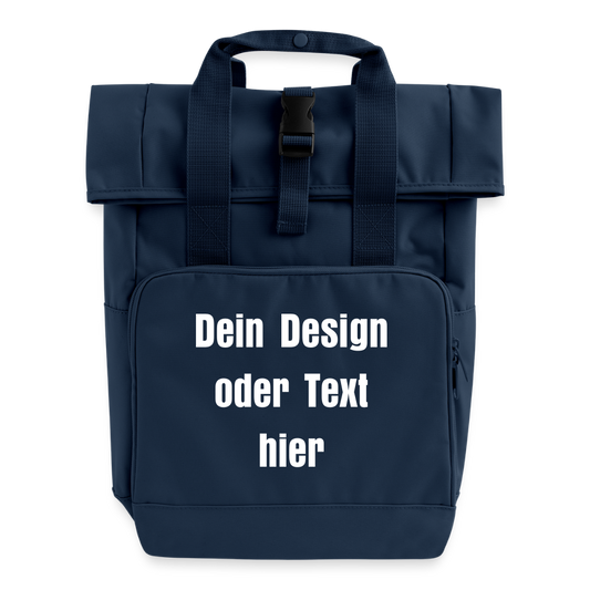 Rolltop Rucksack mit zwei Griffen - personalisierbar - Navy