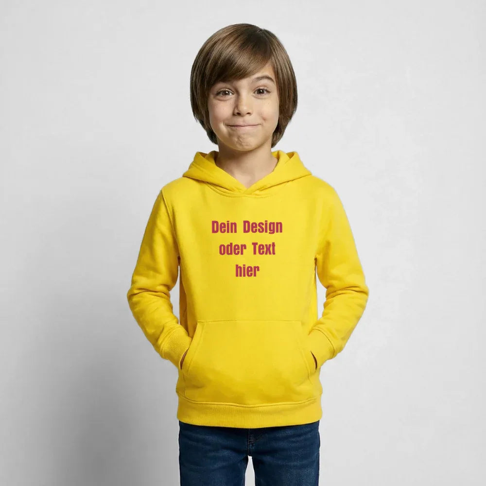 Kinder Hoodie - personalisierbare Vorder- und Rückseite - Gelb