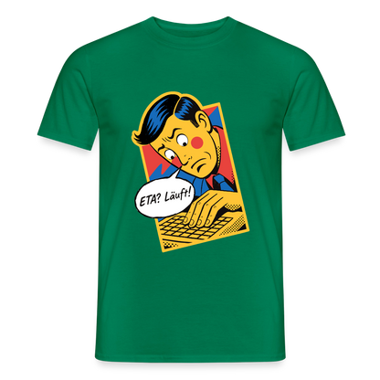 "ETA? Läuft! Popart-Motiv" Motiv-T-Shirt für Männer, Farbe Kelly Green